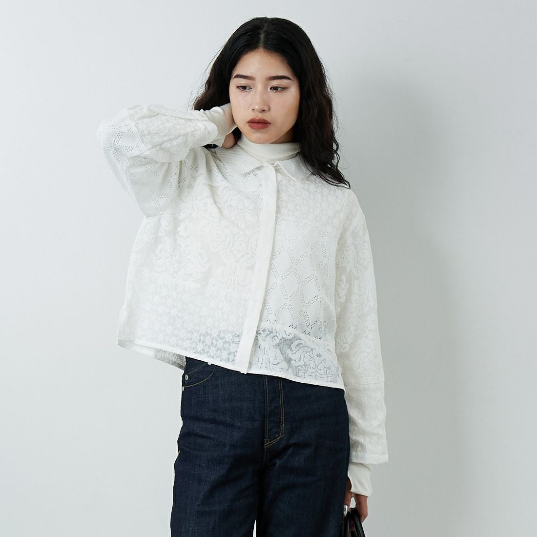 01 ｵﾌﾎﾜｲﾄ&&モデル身長：162cm 着用サイズ：F&&