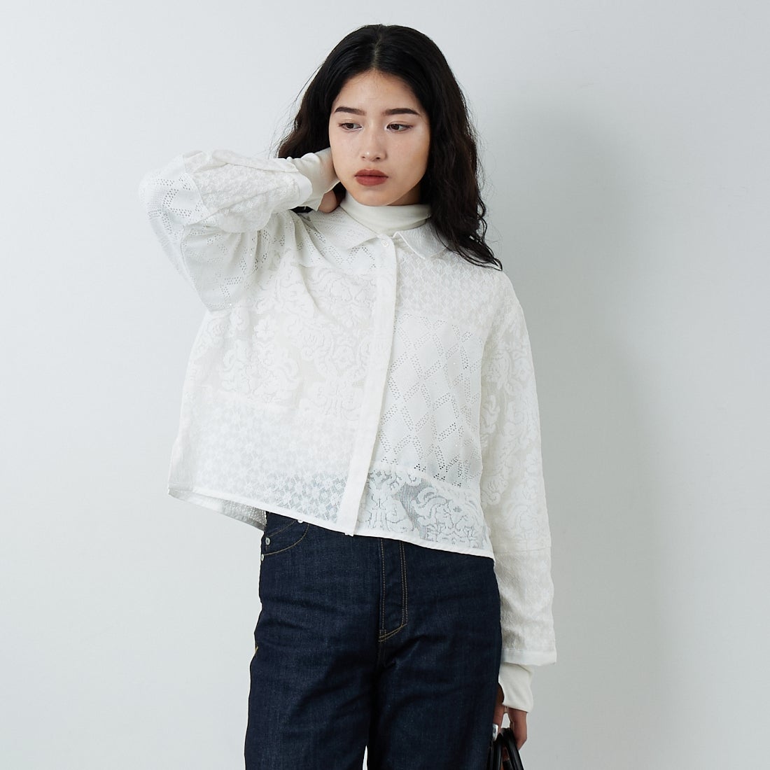 01 ｵﾌﾎﾜｲﾄ&&モデル身長：162cm 着用サイズ：F&&