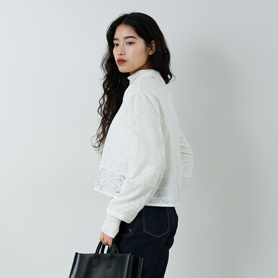 Jeans Factory Clothes [ジーンズファクトリークローズ] パッチワークショートシャツ [153317] 01 ｵﾌﾎﾜｲﾄ &&モデル身長：162cm 着用サイズ：F&&