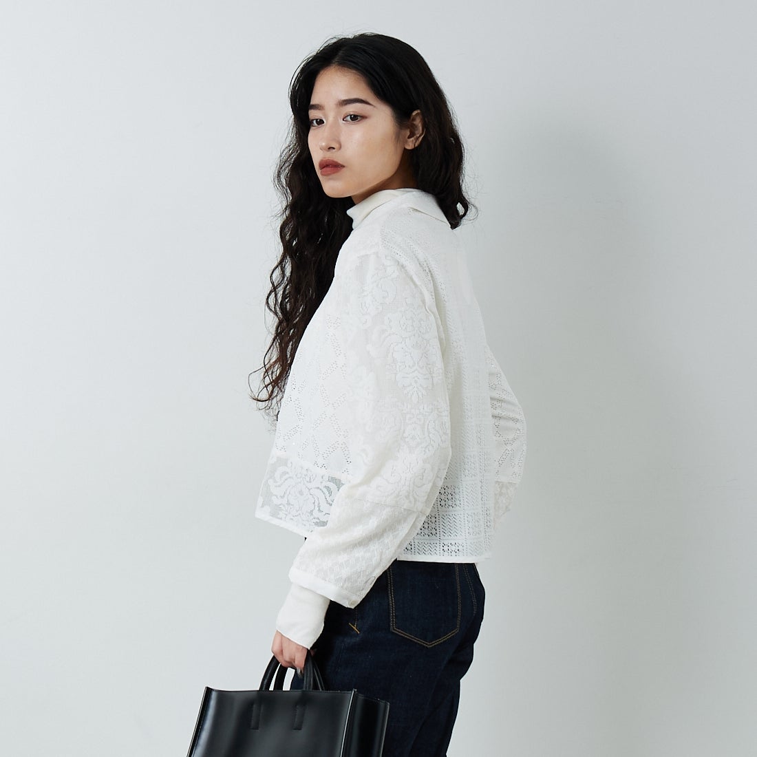 Jeans Factory Clothes [ジーンズファクトリークローズ] パッチワークショートシャツ [153317] 01 ｵﾌﾎﾜｲﾄ &&モデル身長：162cm 着用サイズ：F&&