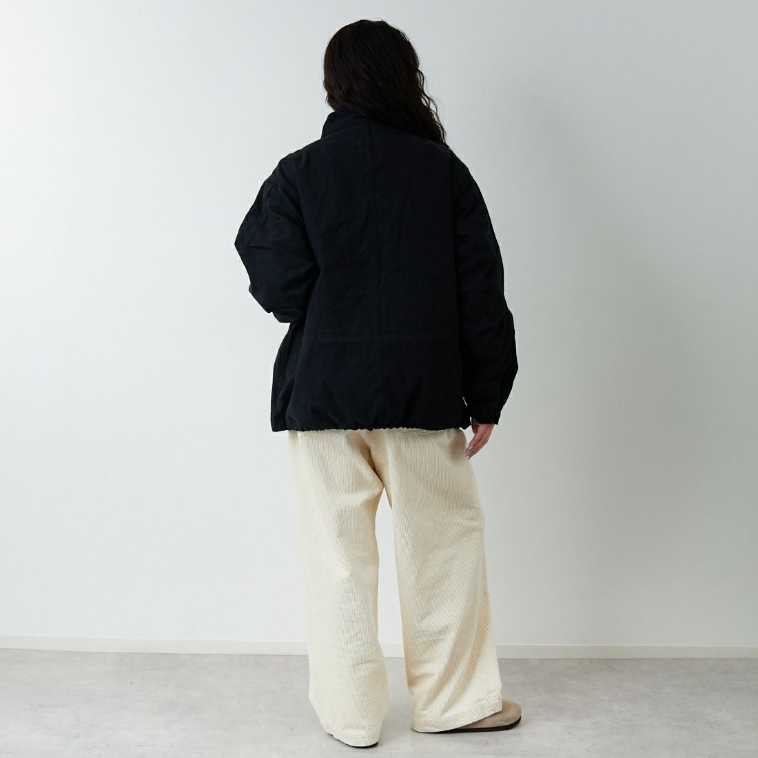 Jeans Factory Clothes [ジーンズファクトリークローズ] 3IN1 M65ショートジャケット [653210] BLACK &&モデル身長：162cm 着用サイズ：S&&