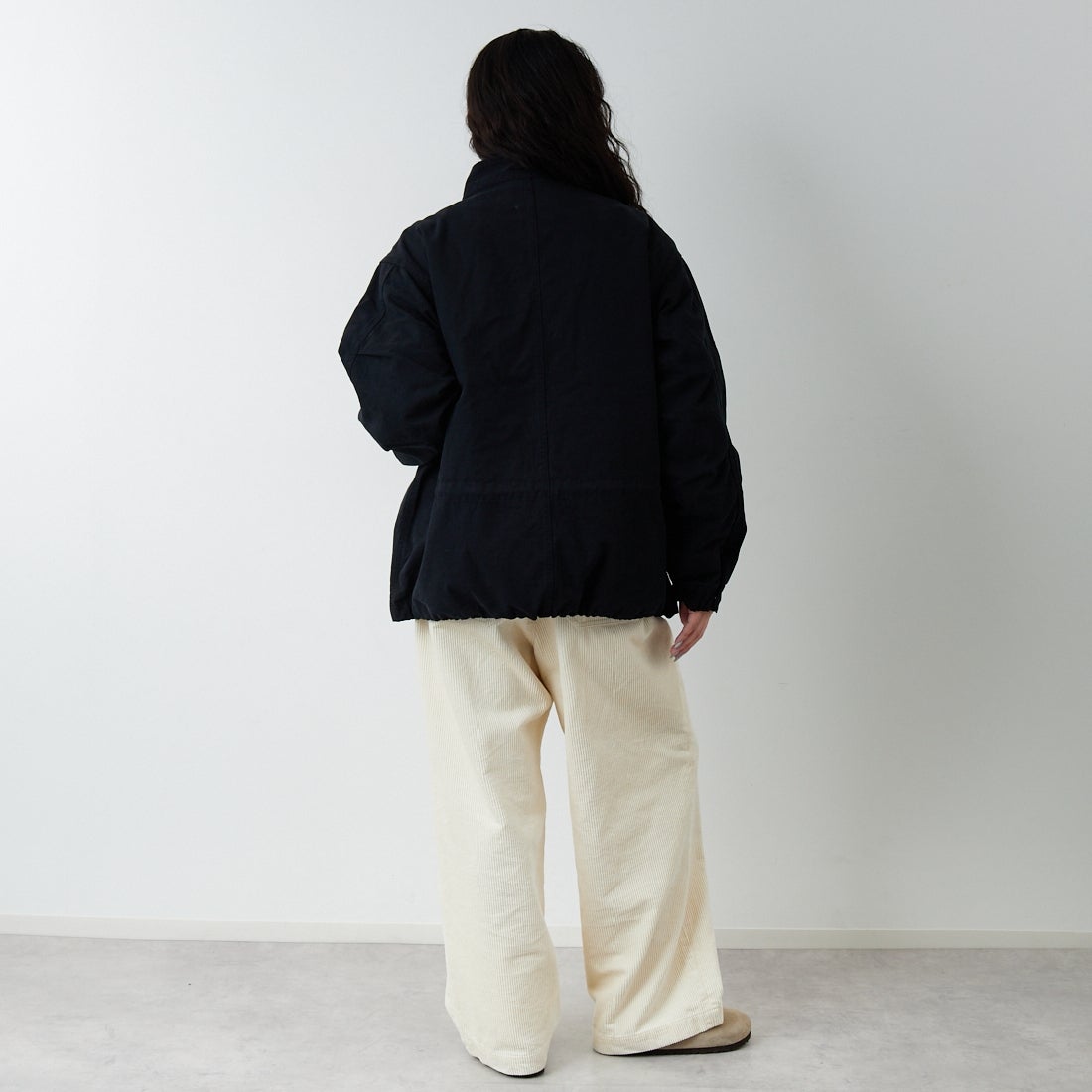 Jeans Factory Clothes [ジーンズファクトリークローズ] 3IN1 M65ショートジャケット [653210] BLACK &&モデル身長：162cm 着用サイズ：S&&