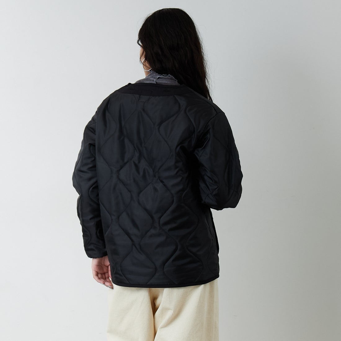 Jeans Factory Clothes [ジーンズファクトリークローズ] 3IN1 M65ショートジャケット [653210] BLACK &&モデル身長：162cm 着用サイズ：S&&