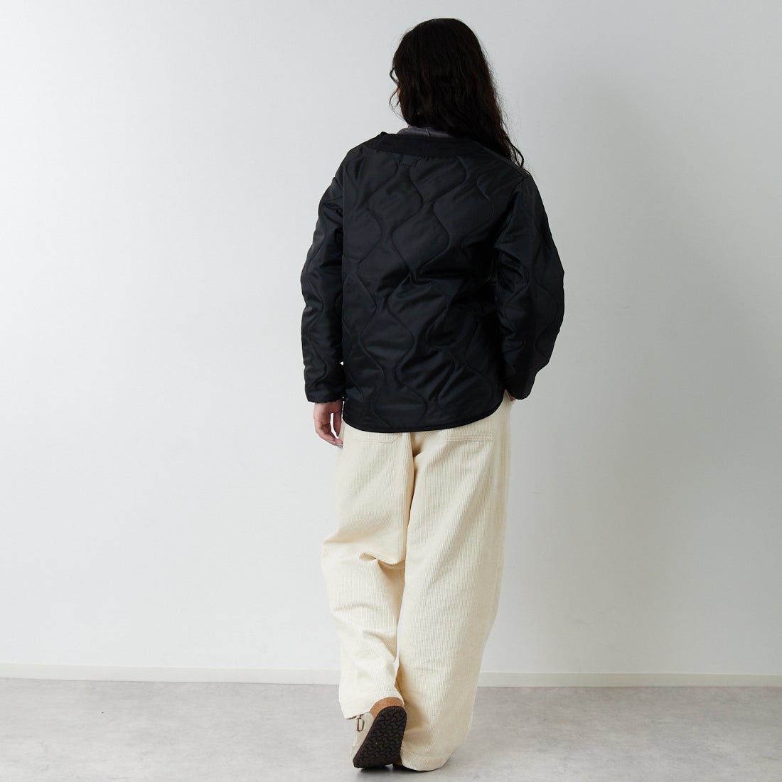 Jeans Factory Clothes [ジーンズファクトリークローズ] 3IN1 M65ショートジャケット [653210] BLACK &&モデル身長：162cm 着用サイズ：S&&