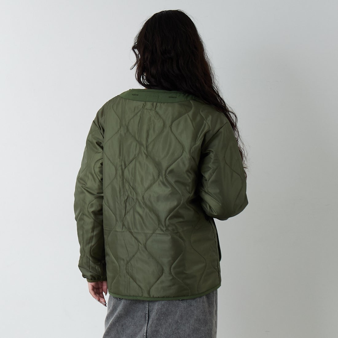 Jeans Factory Clothes [ジーンズファクトリークローズ] 3IN1 M65ショートジャケット [653210] OLIVE &&モデル身長：162cm 着用サイズ：S&&
