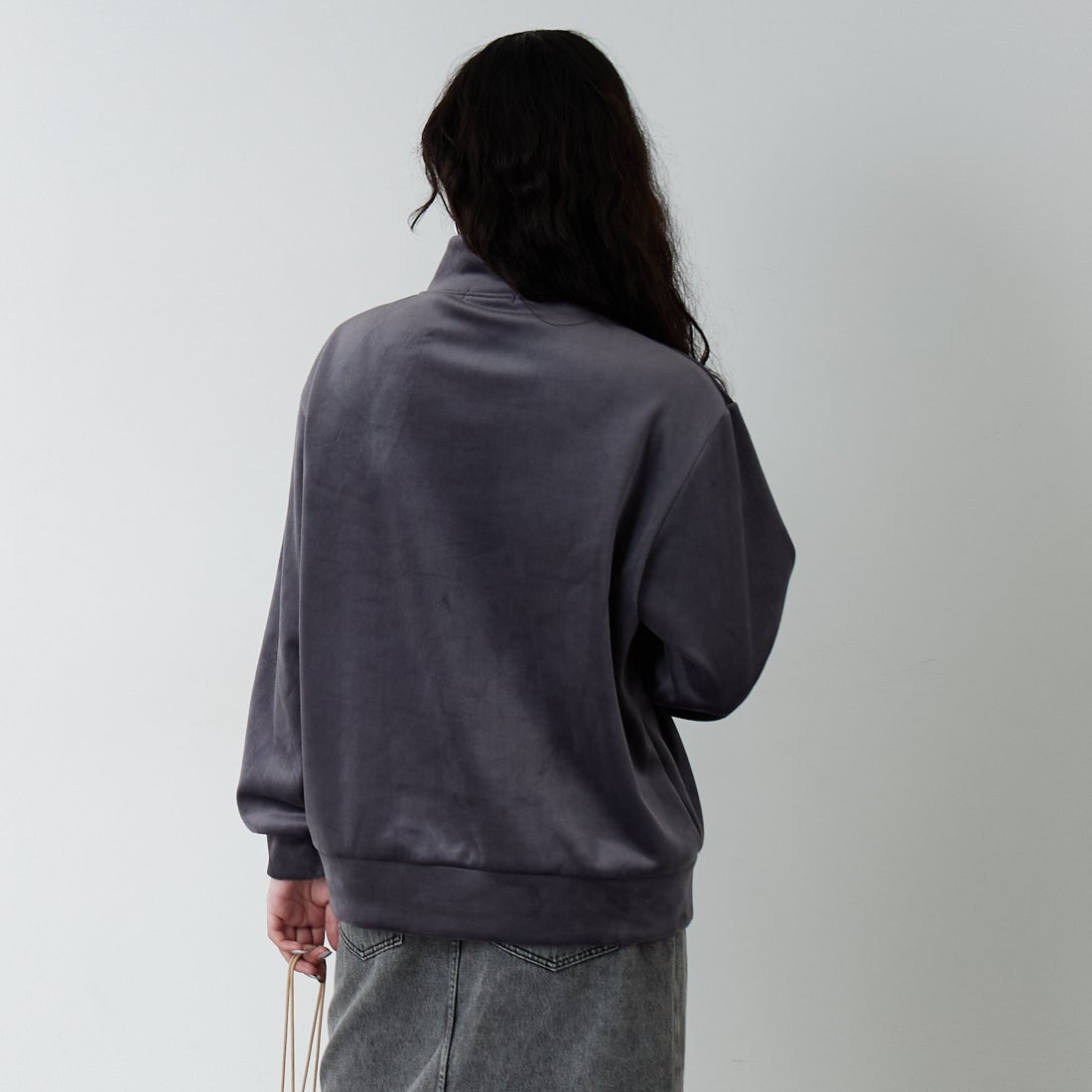 Jf Ready Made [ジェイエフレディメイド] リブジャージプルオーバー [735830] 07 ｽﾐｸﾛ &&モデル身長：162cm 着用サイズ：F&&