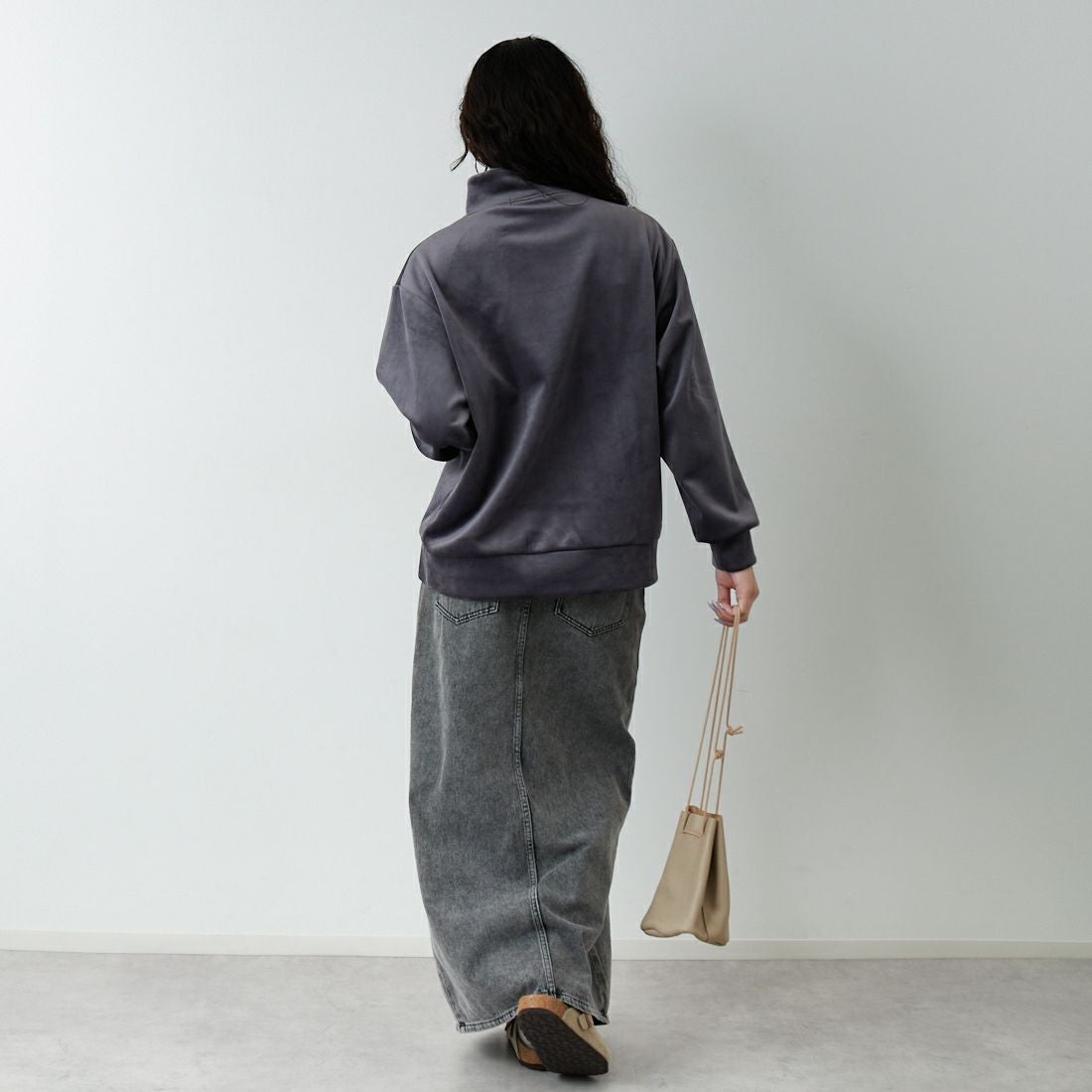 Jf Ready Made [ジェイエフレディメイド] リブジャージプルオーバー [735830] 07 ｽﾐｸﾛ &&モデル身長：162cm 着用サイズ：F&&