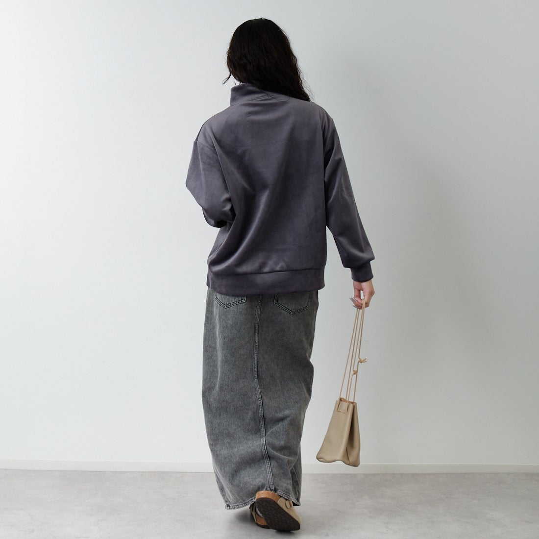 Jf Ready Made [ジェイエフレディメイド] リブジャージプルオーバー [735830] 07 ｽﾐｸﾛ &&モデル身長：162cm 着用サイズ：F&&