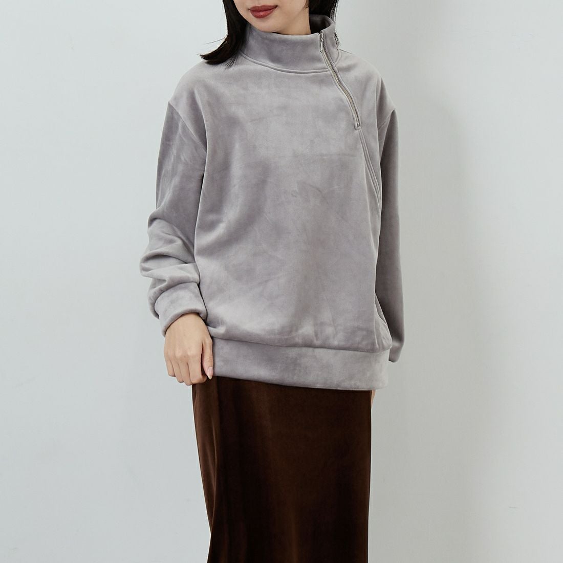 Jf Ready Made [ジェイエフレディメイド] リブジャージプルオーバー [735830] 12 ｸﾞﾚｰ &&モデル身長：162cm 着用サイズ：F&&