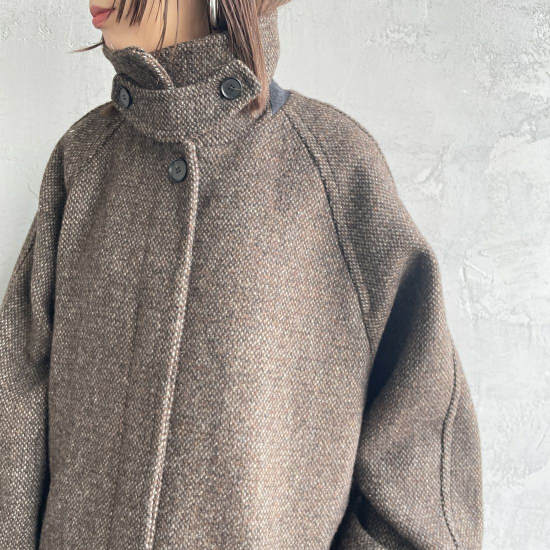 TODAYFUL [トゥデイフル] ミックスウールラグランコート [12420003] CHO &&モデル身長：159cm 着用サイズ：36&&