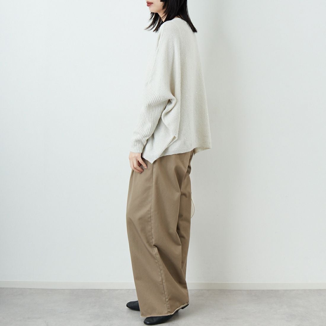 Jf Ready Made [ジェイエフレディメイド] スパンコールドルマンニットプルオーバー [3225426] ｱｲﾎﾞﾘｰ &&モデル身長：162cm 着用サイズ：F&&