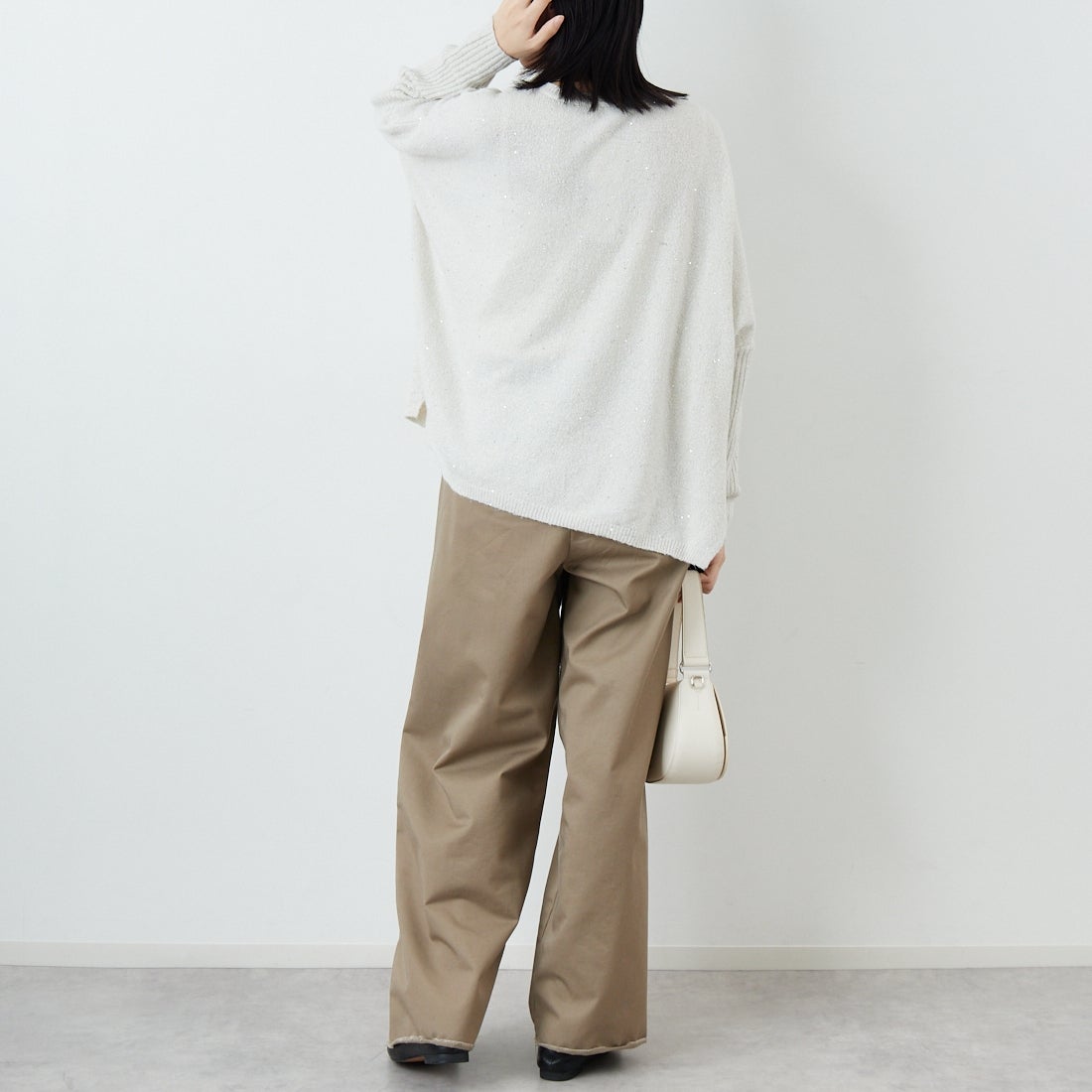 Jf Ready Made [ジェイエフレディメイド] スパンコールドルマンニットプルオーバー [3225426] ｱｲﾎﾞﾘｰ &&モデル身長：162cm 着用サイズ：F&&