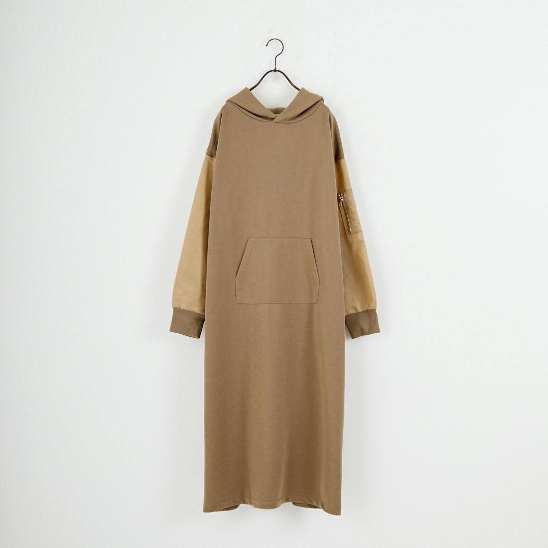 Jf Ready Made [ジェイエフレディメイド] 異素材ドッキングパーカーワンピース [922-24127] ﾌﾞﾗｳﾝ