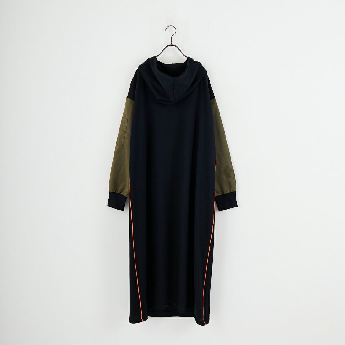 Jf Ready Made [ジェイエフレディメイド] 異素材ドッキングパーカーワンピース [922-24127] ﾌﾞﾗｯｸ/ｶｰｷ