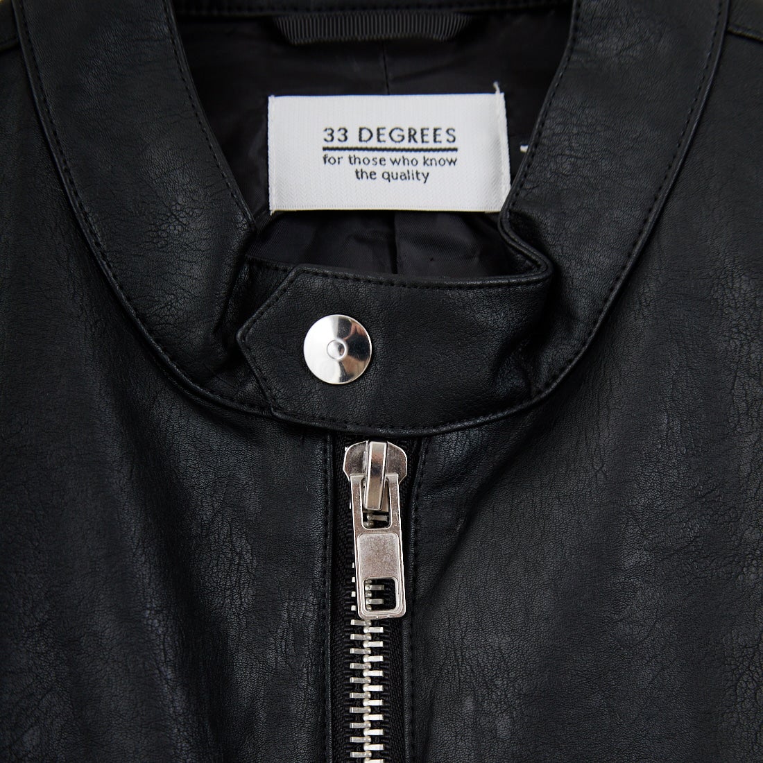 33Degrees [サーティスリーディグリーズ] フェイクレザー シングルライダースジャケット [560003IN] BLACK