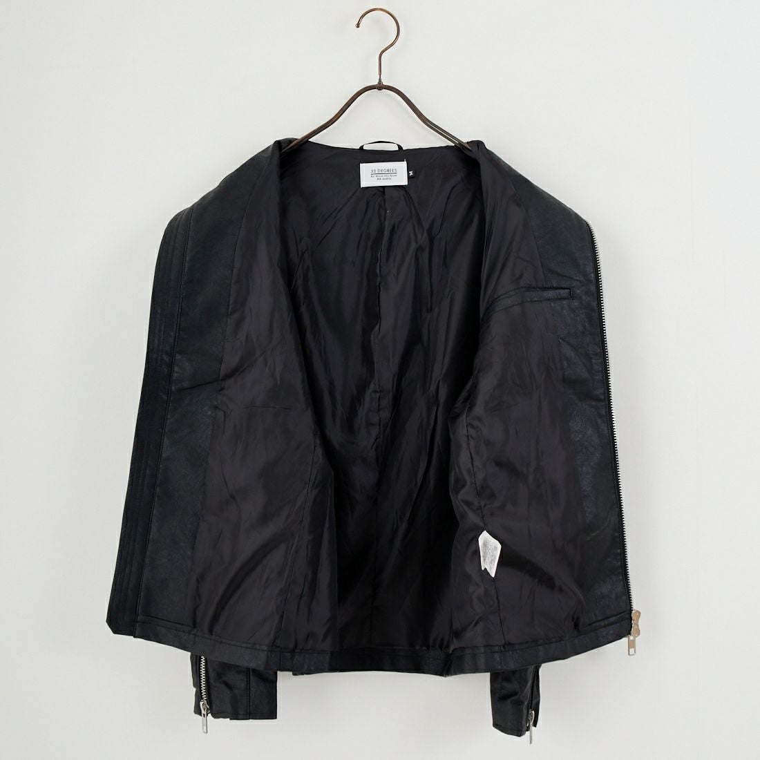 33Degrees [サーティスリーディグリーズ] フェイクレザー シングルライダースジャケット [560003IN] BLACK