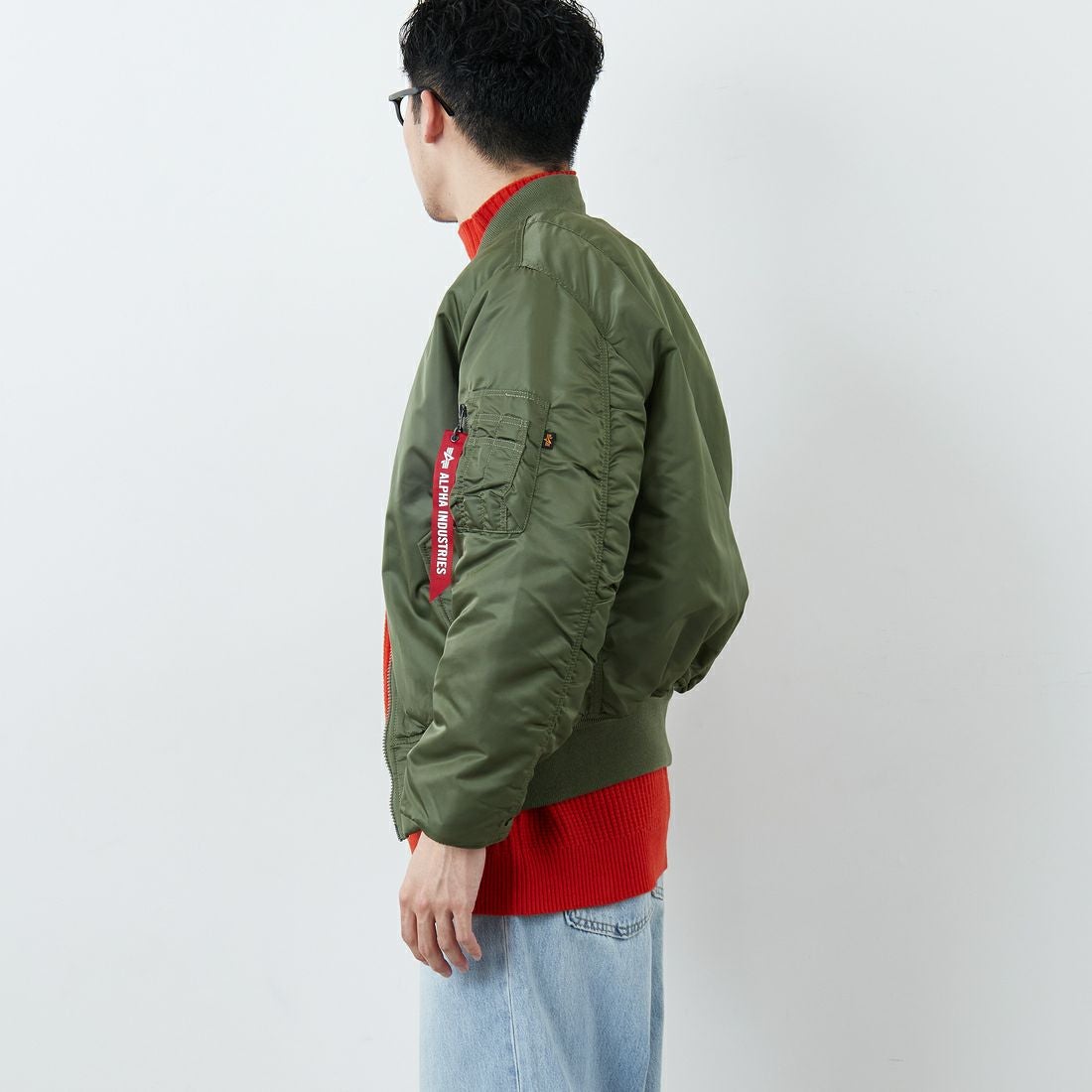 ALPHA [アルファ] MA-1フライトジャケット [MJM21000C1] SAGE &&モデル身長：168cm 着用サイズ：M&&