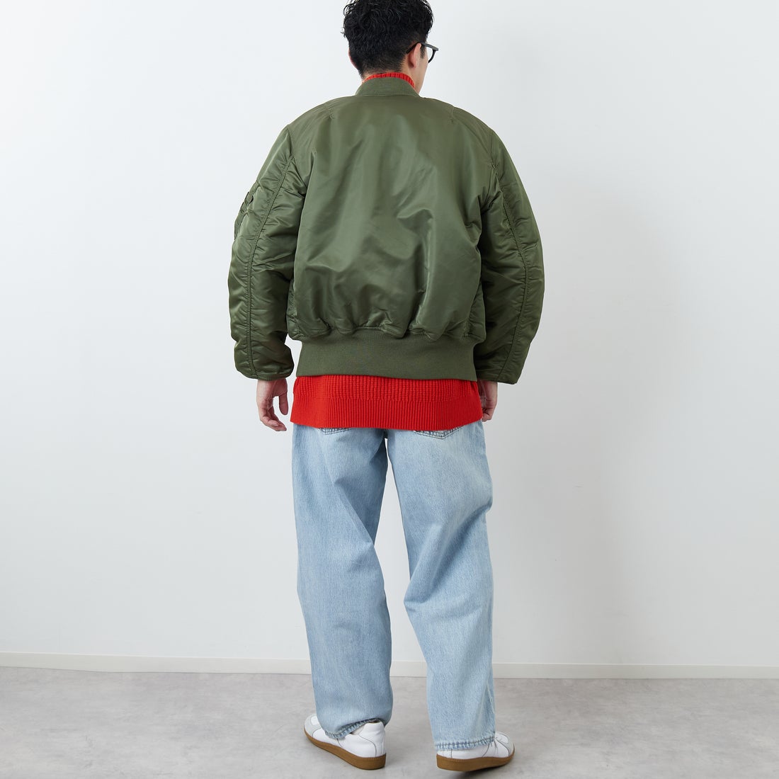 ALPHA [アルファ] MA-1フライトジャケット [MJM21000C1] SAGE &&モデル身長：168cm 着用サイズ：M&&