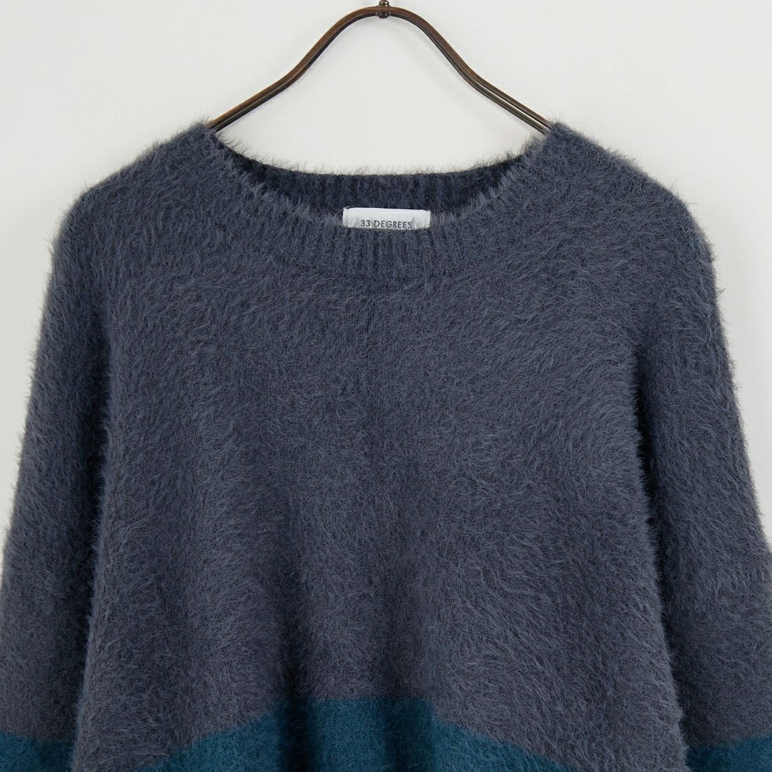 33Degrees [サーティスリーディグリーズ] シャギーツートンクルーネックニット [725807] CHR/GRN