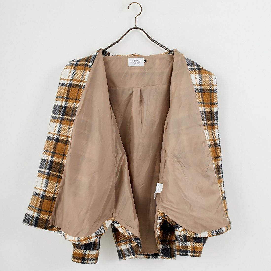 33Degrees [サーティスリーディグリーズ] メルトンチェックCPOジャケット [531024IN] BEIGE