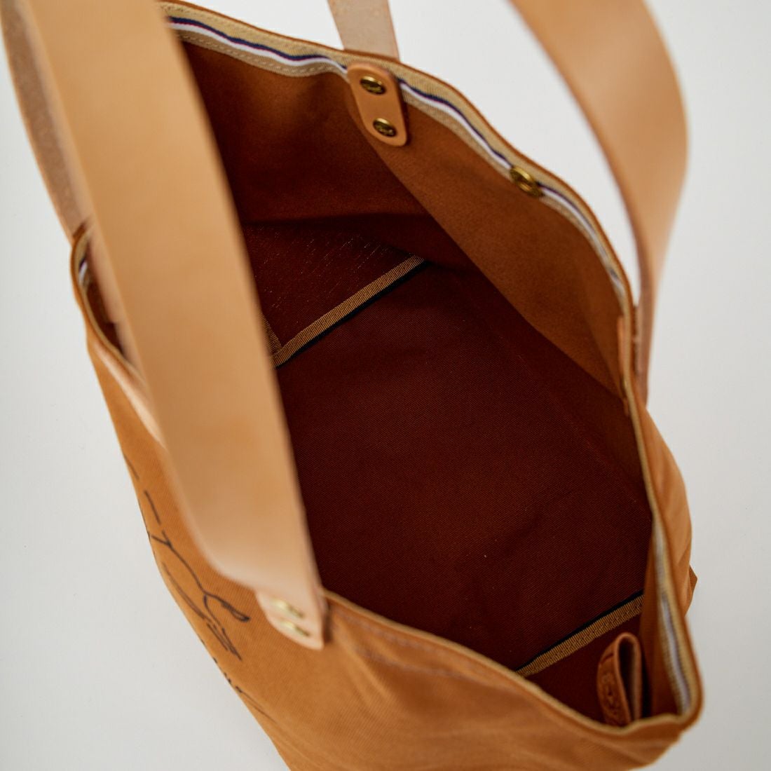 IL BISONTE [イルビゾンテ] レザーハンドルコットントートバッグ [54202309420] 02 ｷｬﾒﾙ/ﾇﾒ