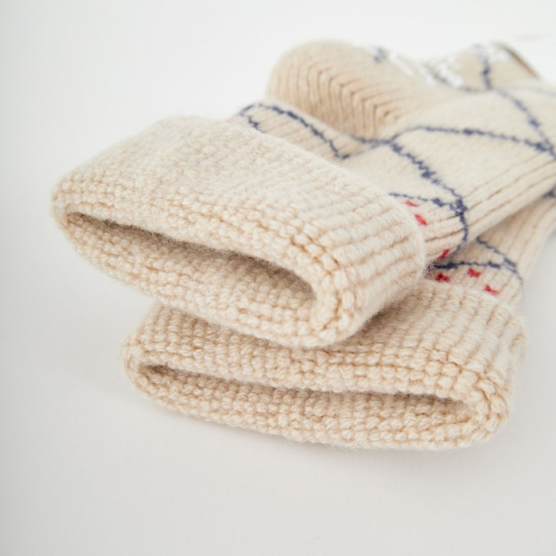 ROTOTO [ロトト] メリノラムウール ルームソックス ベニワレン [R1633] ECRU/BLUE