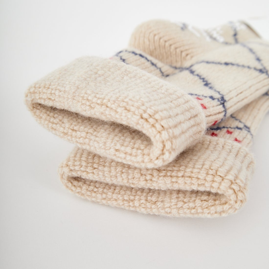 ROTOTO [ロトト] メリノラムウール ルームソックス ベニワレン [R1633] ECRU/BLUE