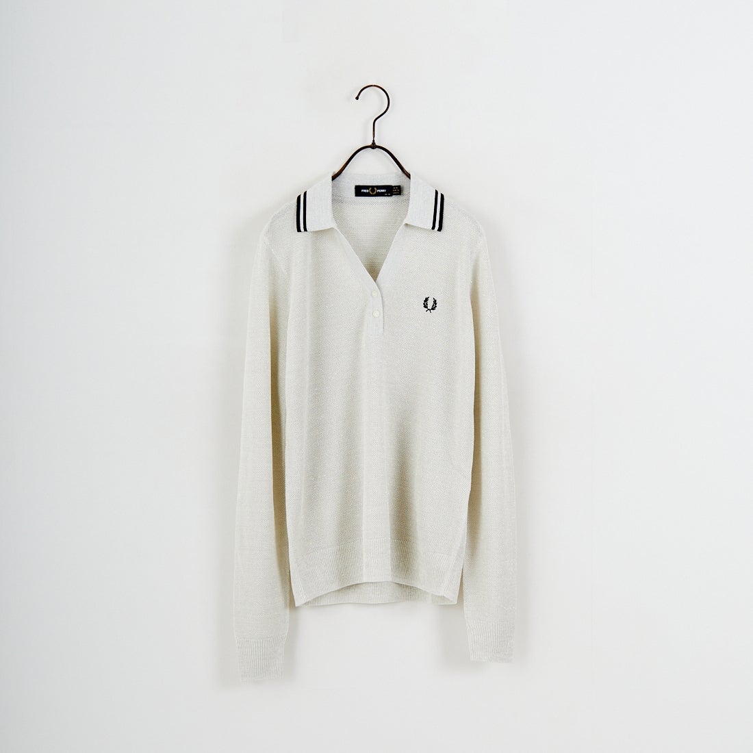 FRED PERRY [フレッドペリー] ツインティップライン メタリックニットポロシャツ [K1128] 560 ECRU