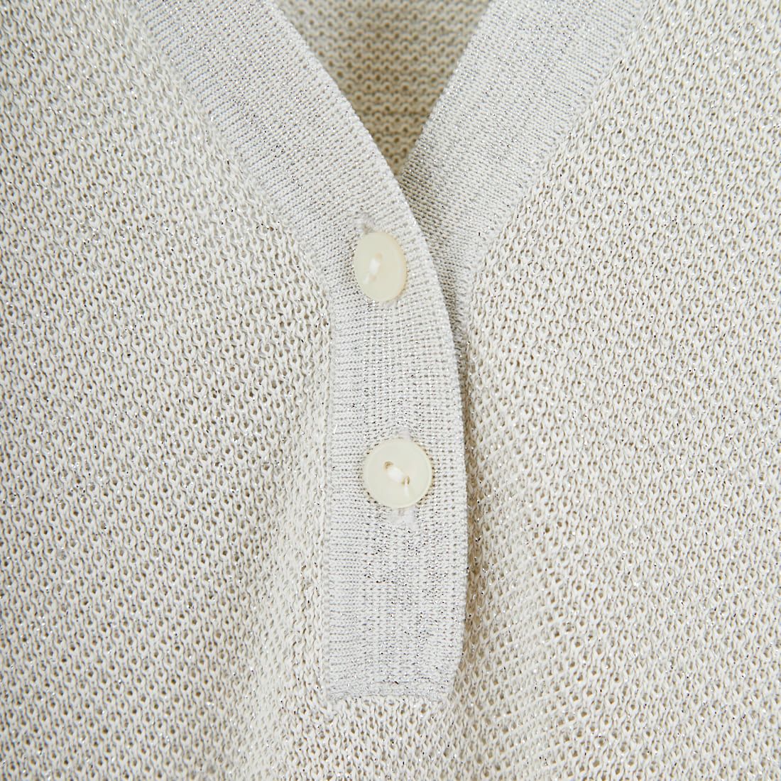 FRED PERRY [フレッドペリー] ツインティップライン メタリックニットポロシャツ [K1128] 560 ECRU