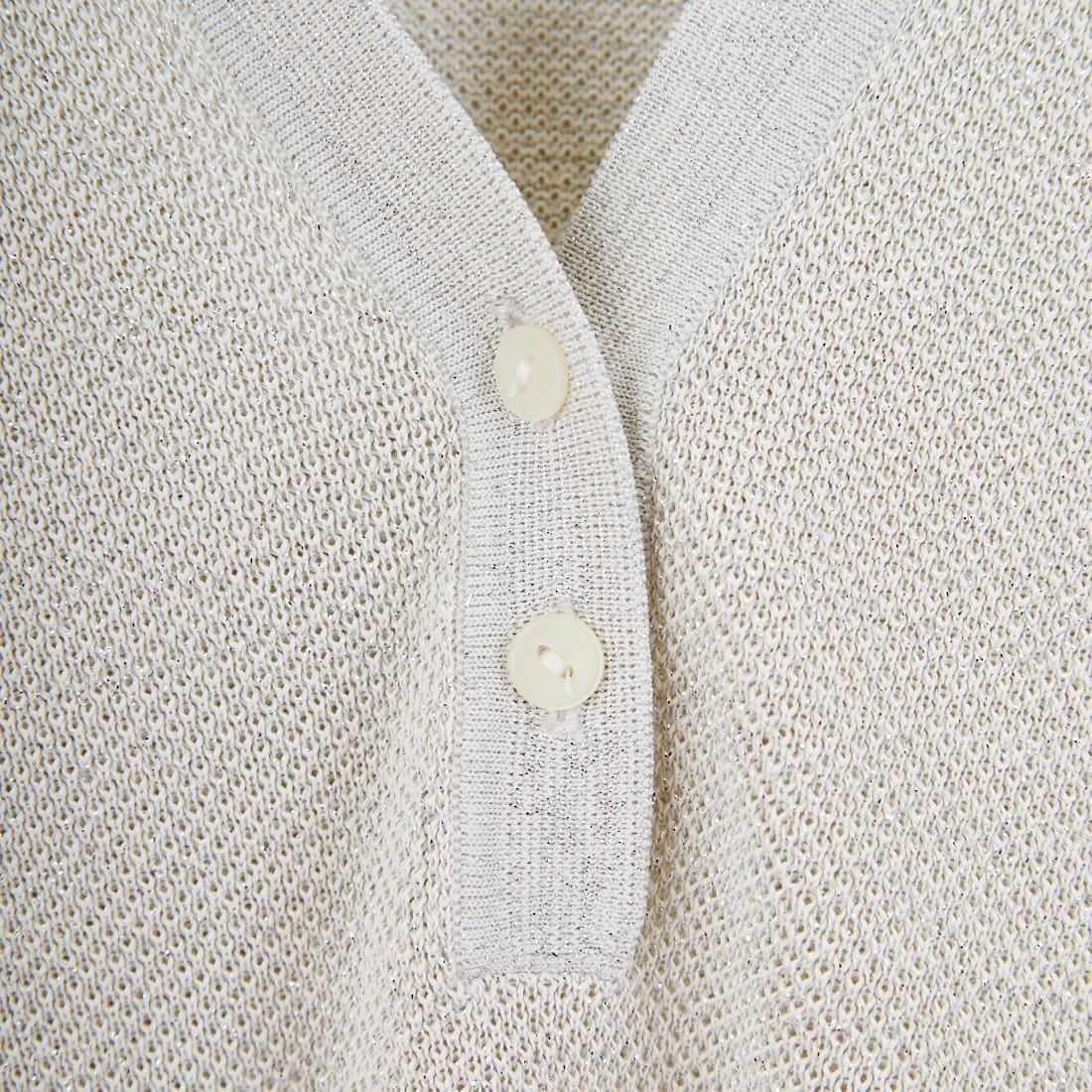 FRED PERRY [フレッドペリー] ツインティップライン メタリックニットポロシャツ [K1128] 560 ECRU