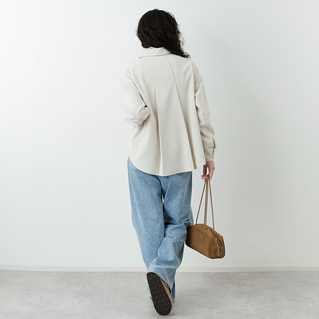 Jf Ready Made [ジイエフレディメイド] コーデュロイドロップタックブラウス [4225650] ｱｲﾎﾞﾘｰ &&モデル身長：162cm 着用サイズ：F&&