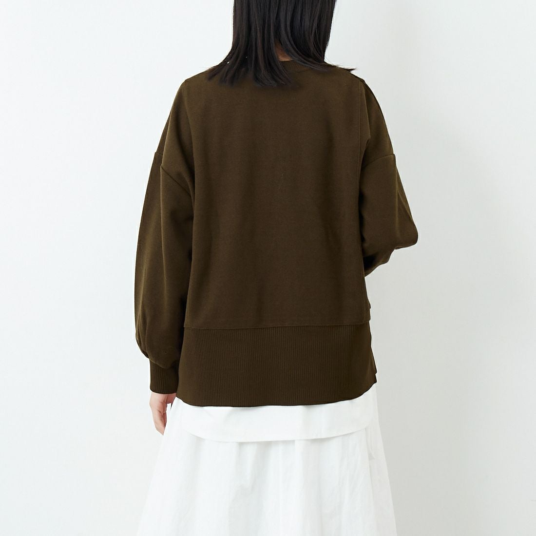 Jf Ready Made [ジェイエフレディメイド] 圧縮起毛サイド切替プルオーバー [3225750] ﾌﾞﾗｳﾝ &&モデル身長：162cm 着用サイズ：F&&