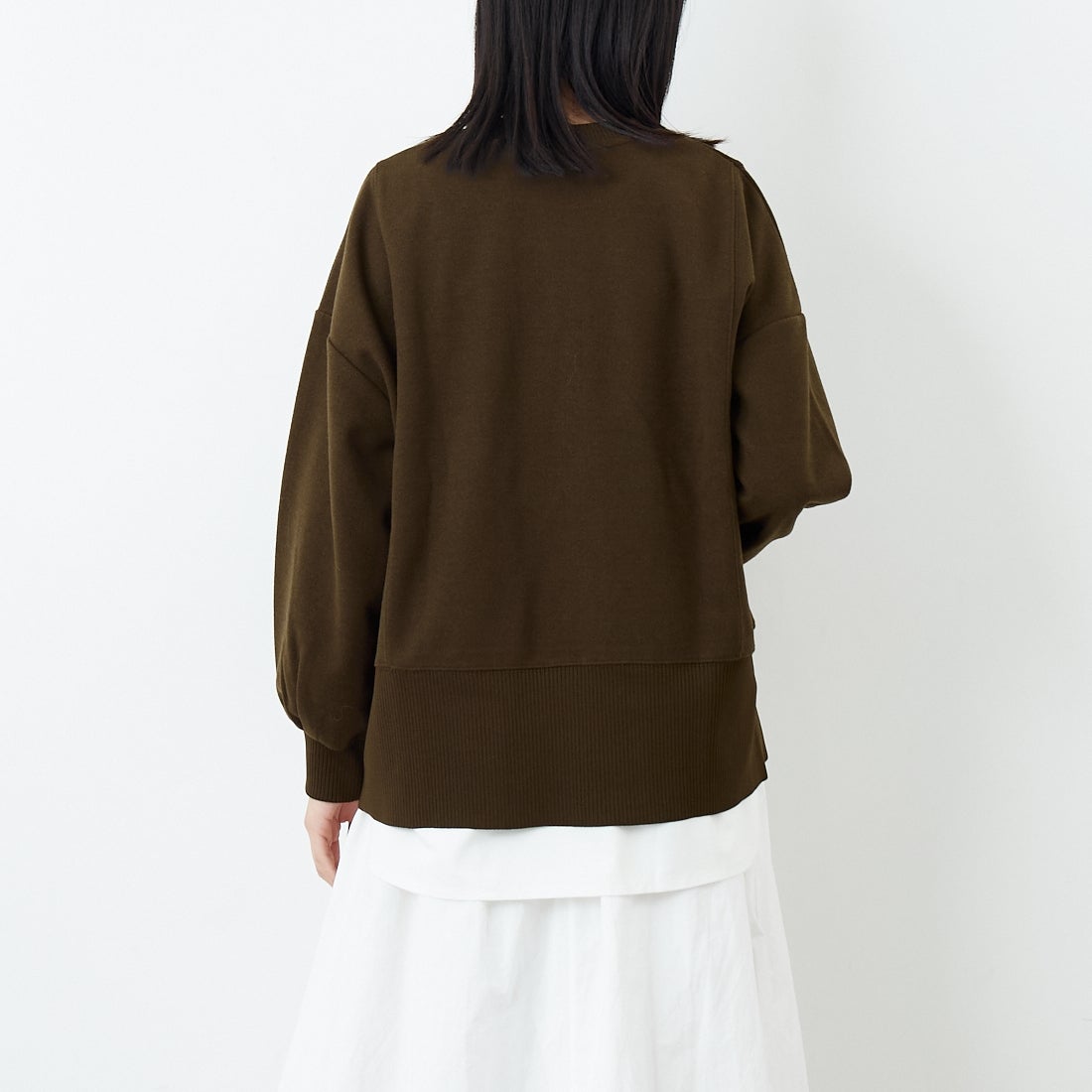 Jf Ready Made [ジェイエフレディメイド] 圧縮起毛サイド切替プルオーバー [3225750] ﾌﾞﾗｳﾝ &&モデル身長：162cm 着用サイズ：F&&