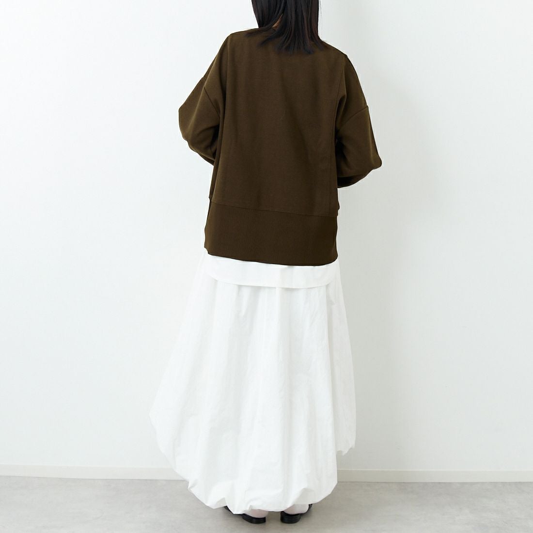 Jf Ready Made [ジェイエフレディメイド] 圧縮起毛サイド切替プルオーバー [3225750] ﾌﾞﾗｳﾝ &&モデル身長：162cm 着用サイズ：F&&