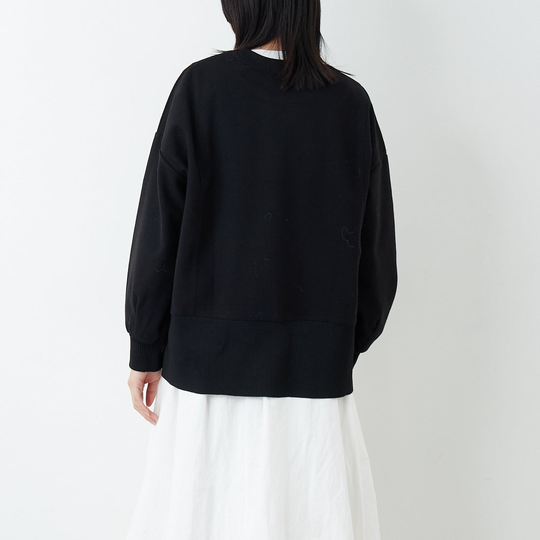 Jf Ready Made [ジェイエフレディメイド] 圧縮起毛サイド切替プルオーバー [3225750] ﾌﾞﾗｯｸ &&モデル身長：162cm 着用サイズ：F&&