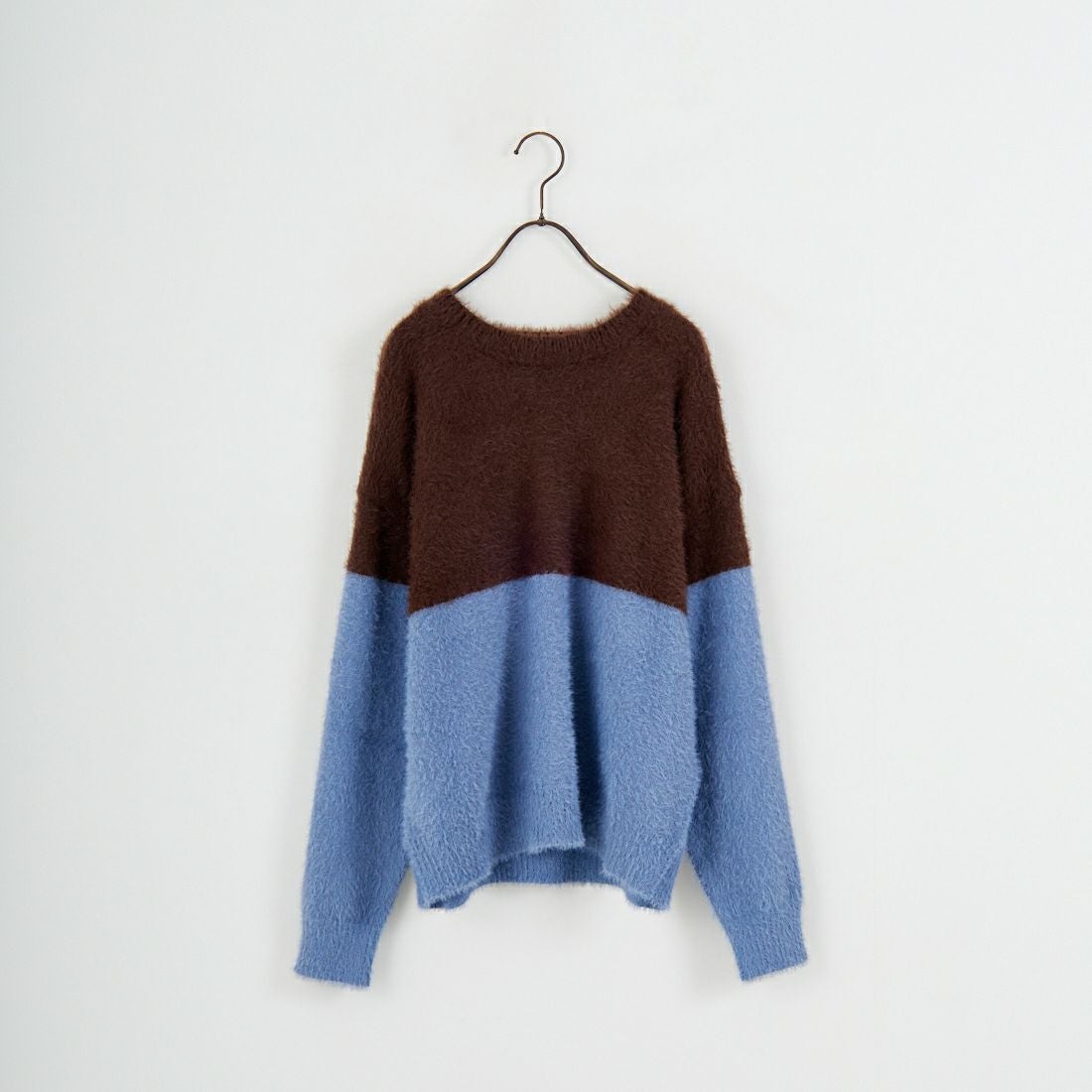 Jf Ready Made [ジェイエフレディメイド] シャギーツートンクルーネックニット [725807] BRN/BLU