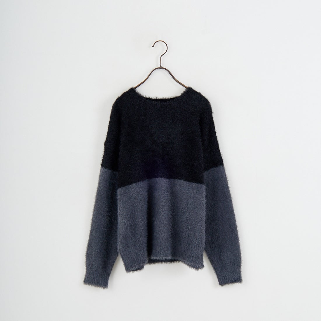 Jf Ready Made [ジェイエフレディメイド] シャギーツートンクルーネックニット [725807]BLK/CHR