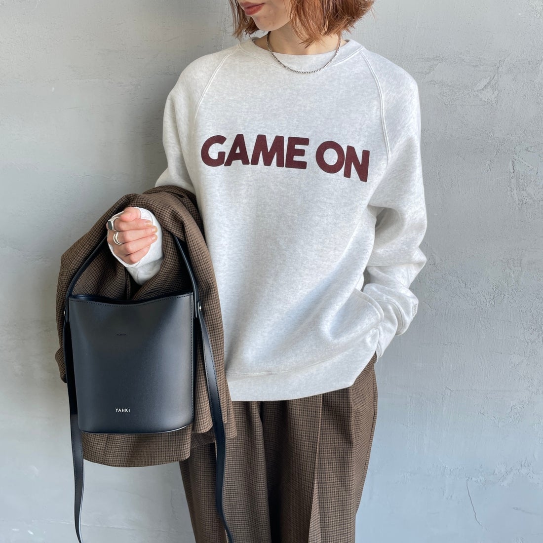 Americana [アメリカーナ] ボリュームスリーブ クルーネックスウェット [BRF-797A-1] ｱｯｼｭ &&モデル身長：158cm 着用サイズ：ONE SIZE&&