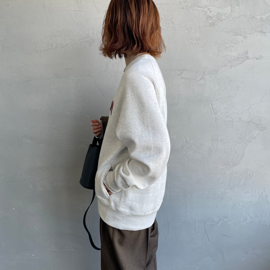 Americana [アメリカーナ] ボリュームスリーブ クルーネックスウェット [BRF-797A-1] ｱｯｼｭ &&モデル身長：158cm 着用サイズ：ONE SIZE&&