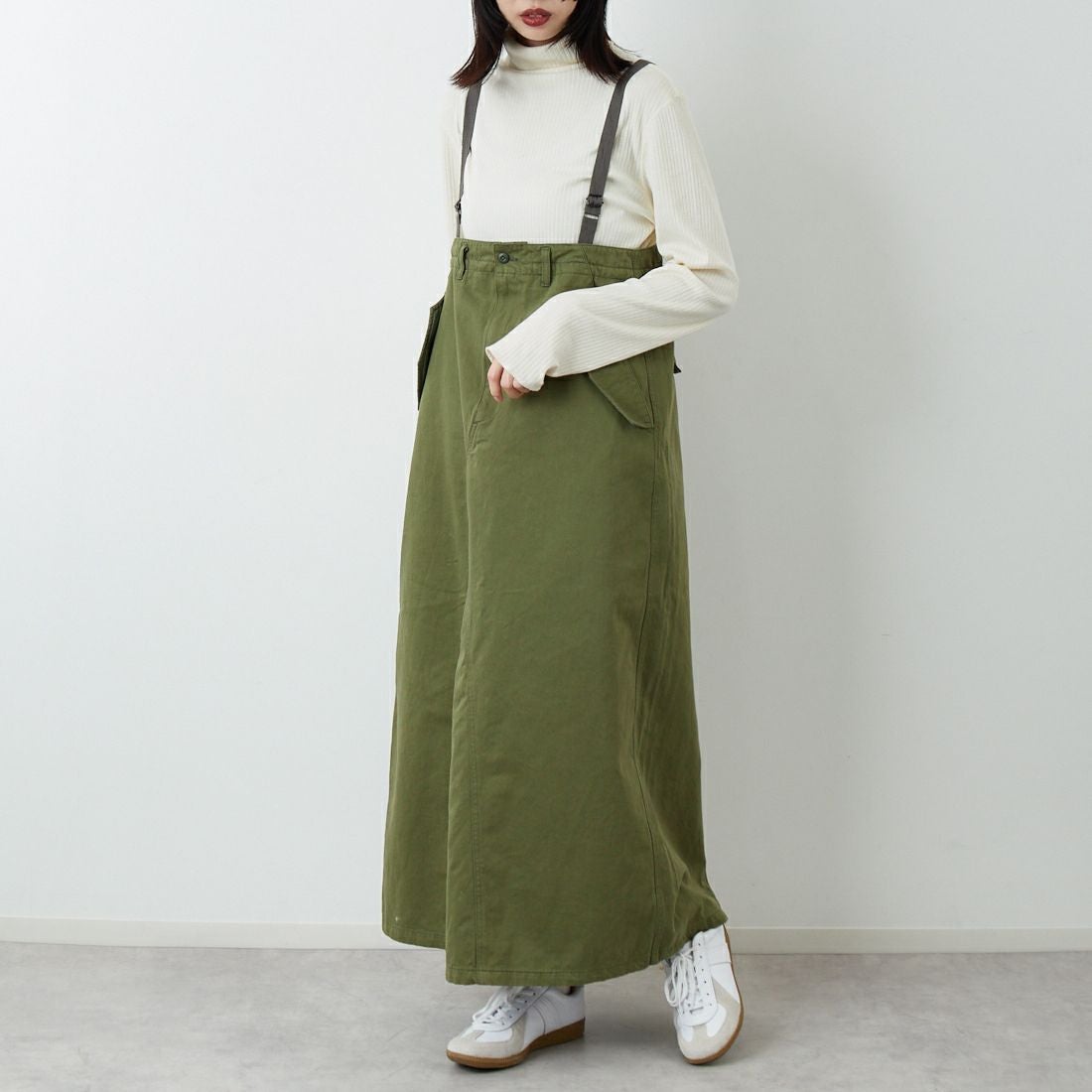 ANTGAUGE [アントゲージ] ミリタリーサロペットスカート [GE531] 7 ｵﾘｰﾌﾞ &&モデル身長：162cm 着用サイズ：M&&