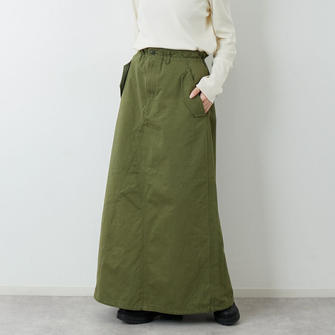 ANTGAUGE [アントゲージ] ミリタリーサロペットスカート [GE531] 7 ｵﾘｰﾌﾞ &&モデル身長：162cm 着用サイズ：M&&