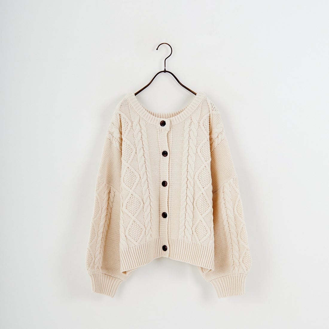 Jf Ready Made [ジェイエフレディメイド] 2WAYケーブル編みショート丈クルーネックカーディガン [123805] BEIGE