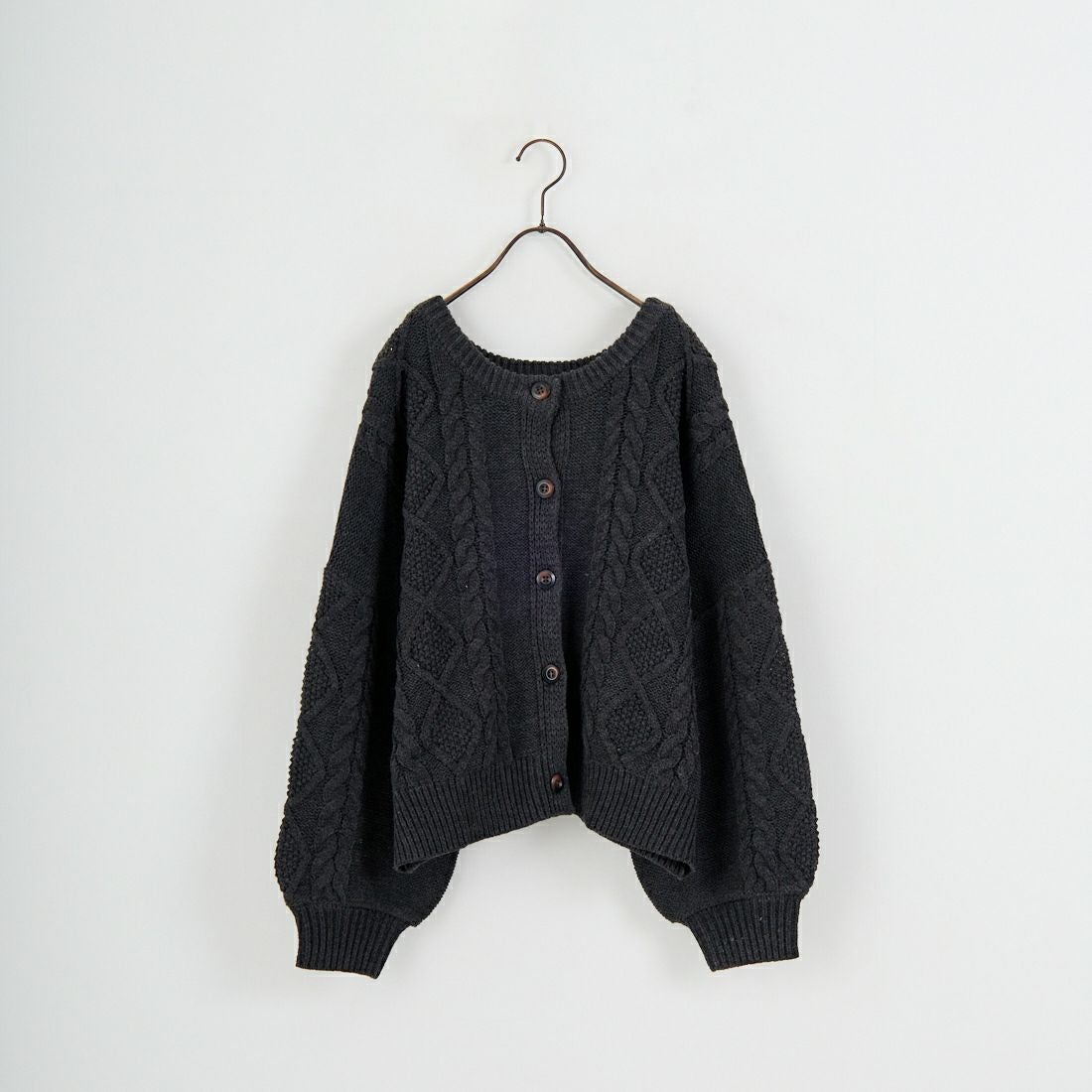 Jf Ready Made [ジェイエフレディメイド] 2WAYケーブル編みショート丈クルーネックカーディガン [123805] CHARCOAL