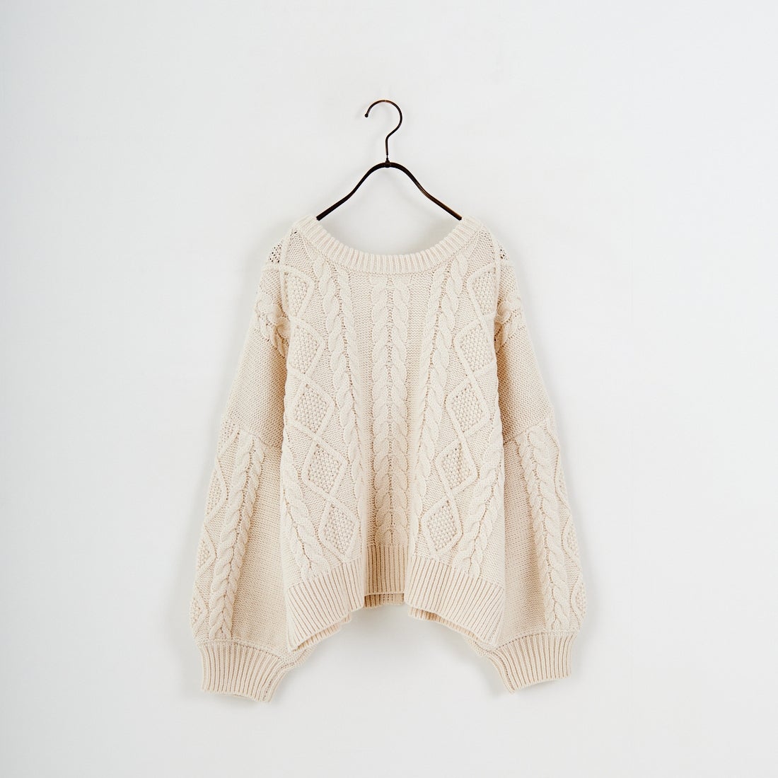 Jf Ready Made [ジェイエフレディメイド] 2WAYケーブル編みショート丈クルーネックカーディガン [123805] BEIGE
