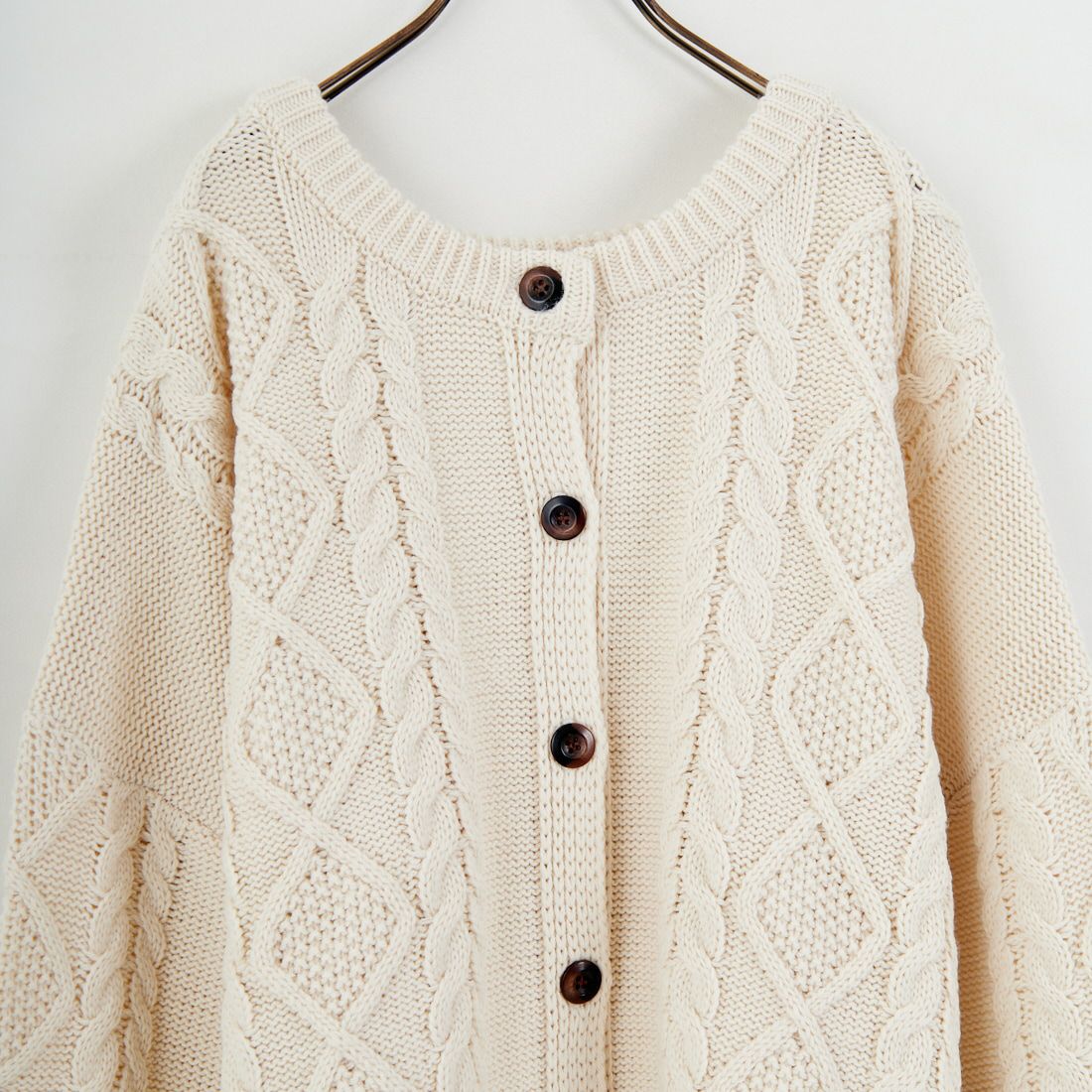 Jf Ready Made [ジェイエフレディメイド] 2WAYケーブル編みショート丈クルーネックカーディガン [123805] BEIGE