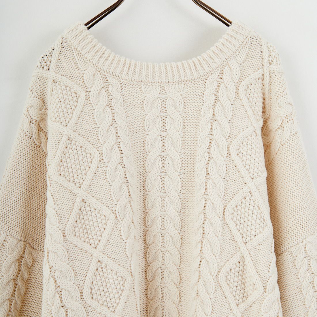 Jf Ready Made [ジェイエフレディメイド] 2WAYケーブル編みショート丈クルーネックカーディガン [123805] BEIGE