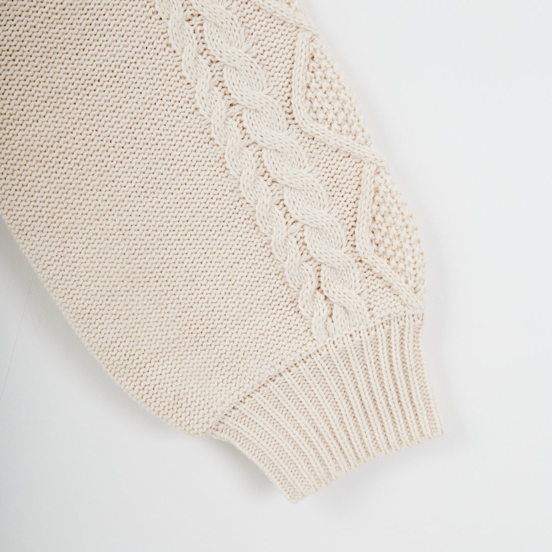 Jf Ready Made [ジェイエフレディメイド] 2WAYケーブル編みショート丈クルーネックカーディガン [123805] BEIGE
