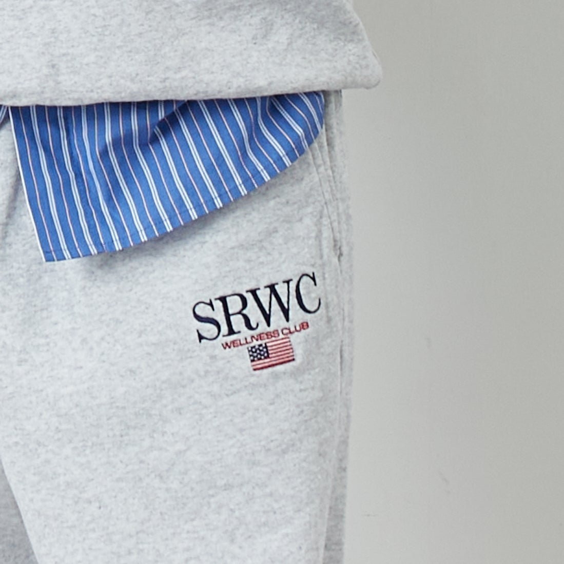 Sporty&Rich [スポーティアンドリッチ] ノーティカル刺繍ワイドスウェットパンツ [PA05563177] H.GRAY &&モデル身長：162cm 着用サイズ：S&&