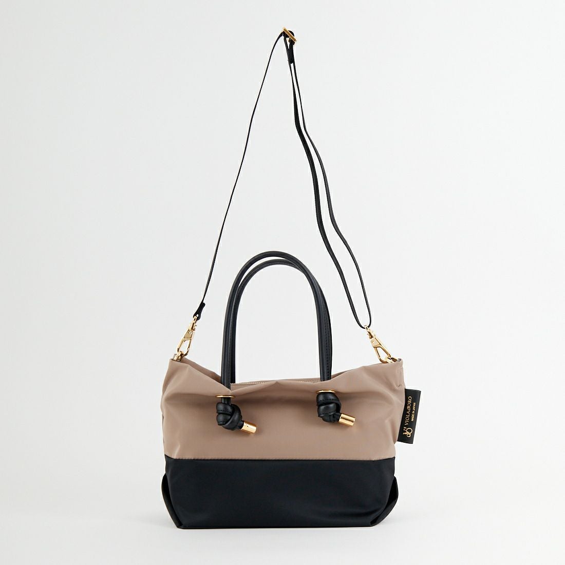 VIOLAd'ORO [ヴィオラドーロ] BIANCA ナイロントートバッグ [V-2249] TAUPE/BLK