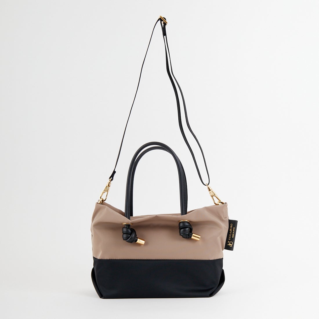 VIOLAd'ORO [ヴィオラドーロ] BIANCA ナイロントートバッグ [V-2249] TAUPE/BLK
